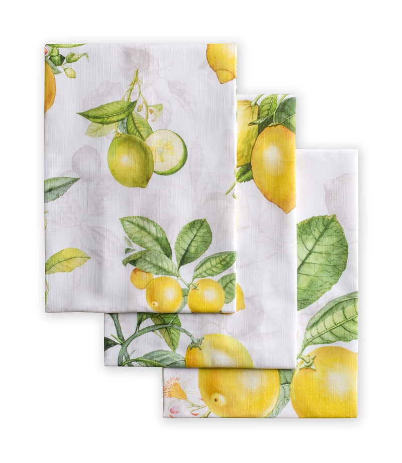 Maison d' Hermine Kitchen Towels Set of 3 100% Cotton 27.50" x 20" Reusable Cloth Tea Dish Towels Absorbent with Hanging Loop for Kitchen, Home, Dining, Cocktail Parties Spring/Summer (Limoncello) - Image 1